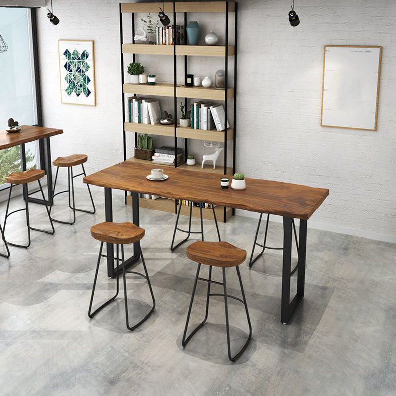 Juego de mesa de Pub rectangular moderna de 1/4/5/6 piezas, mesa de mostrador de madera con taburetes sin respaldo