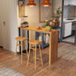 Juego de mesa de bar rectangular para interiores, mesa de bar de madera maciza de 1/3 piezas con taburete de bar sin respaldo