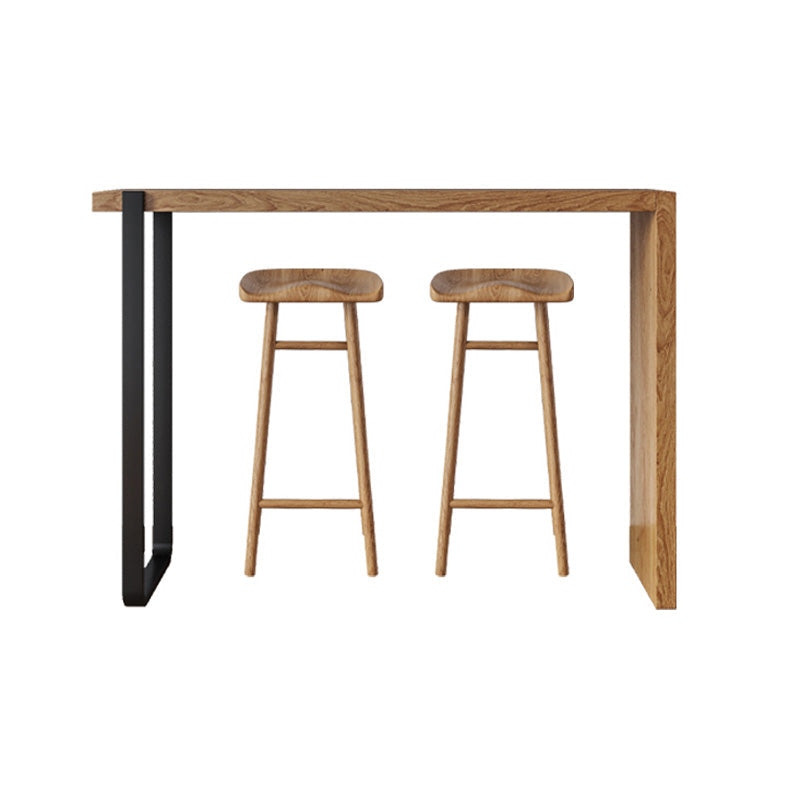 Juego de mesa de bar rectangular para interiores, mesa de bar de madera maciza de 1/3 piezas con taburete de bar sin respaldo