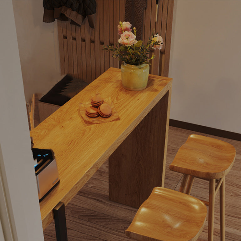Juego de mesa de bar rectangular para interiores, mesa de bar de madera maciza de 1/3 piezas con taburete de bar sin respaldo