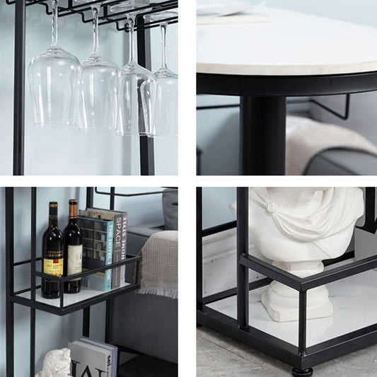 Contemporary Stone Bar Table Set 1/3 Pcs Metal Base Bar Table with Adjustable Stools Clearhalo 'Bar Furniture' 'furn' 'furn_home_bar_bar_sets' 'Furniture' 'Home Bars & Bar Sets' 'home_bar_bar_sets' 'Kitchen & Dining Furniture' 5957985