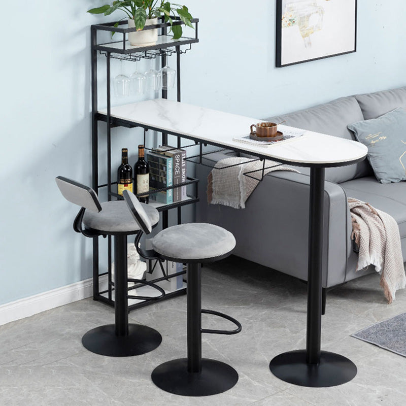 Contemporary Stone Bar Table Set 1/3 Pcs Metal Base Bar Table with Adjustable Stools Clearhalo 'Bar Furniture' 'furn' 'furn_home_bar_bar_sets' 'Furniture' 'Home Bars & Bar Sets' 'home_bar_bar_sets' 'Kitchen & Dining Furniture' 5957987