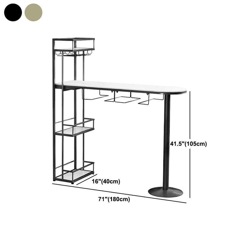Contemporary Stone Bar Table Set 1/3 Pcs Metal Base Bar Table with Adjustable Stools Clearhalo 'Bar Furniture' 'furn' 'furn_home_bar_bar_sets' 'Furniture' 'Home Bars & Bar Sets' 'home_bar_bar_sets' 'Kitchen & Dining Furniture' 5957995