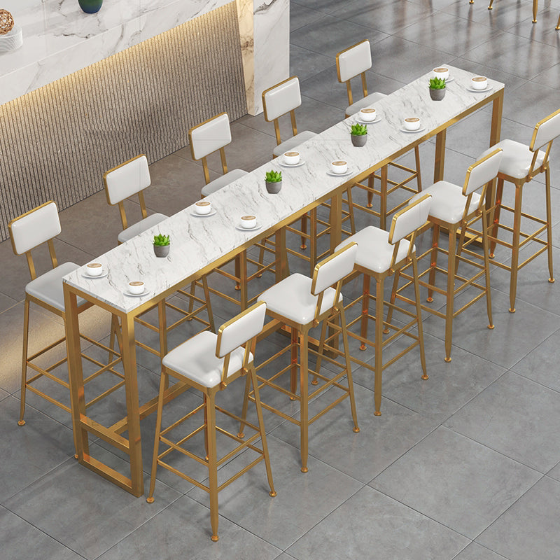 1/7/9/11 Pieces Rectangular Bar Set Gorgeous Style Marble Table with Bar Stools Clearhalo 'Bar Furniture' 'furn' 'furn_home_bar_bar_sets' 'Furniture' 'Home Bars & Bar Sets' 'home_bar_bar_sets' 'Kitchen & Dining Furniture' 5958066