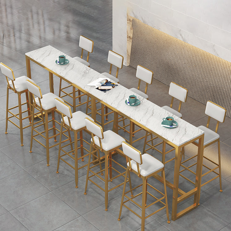 1/7/9/11 Pieces Rectangular Bar Set Gorgeous Style Marble Table with Bar Stools Clearhalo 'Bar Furniture' 'furn' 'furn_home_bar_bar_sets' 'Furniture' 'Home Bars & Bar Sets' 'home_bar_bar_sets' 'Kitchen & Dining Furniture' 5958071
