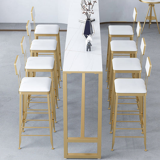 1/7/9/11 Pieces Rectangular Bar Set Gorgeous Style Marble Table with Bar Stools Clearhalo 'Bar Furniture' 'furn' 'furn_home_bar_bar_sets' 'Furniture' 'Home Bars & Bar Sets' 'home_bar_bar_sets' 'Kitchen & Dining Furniture' 5958072