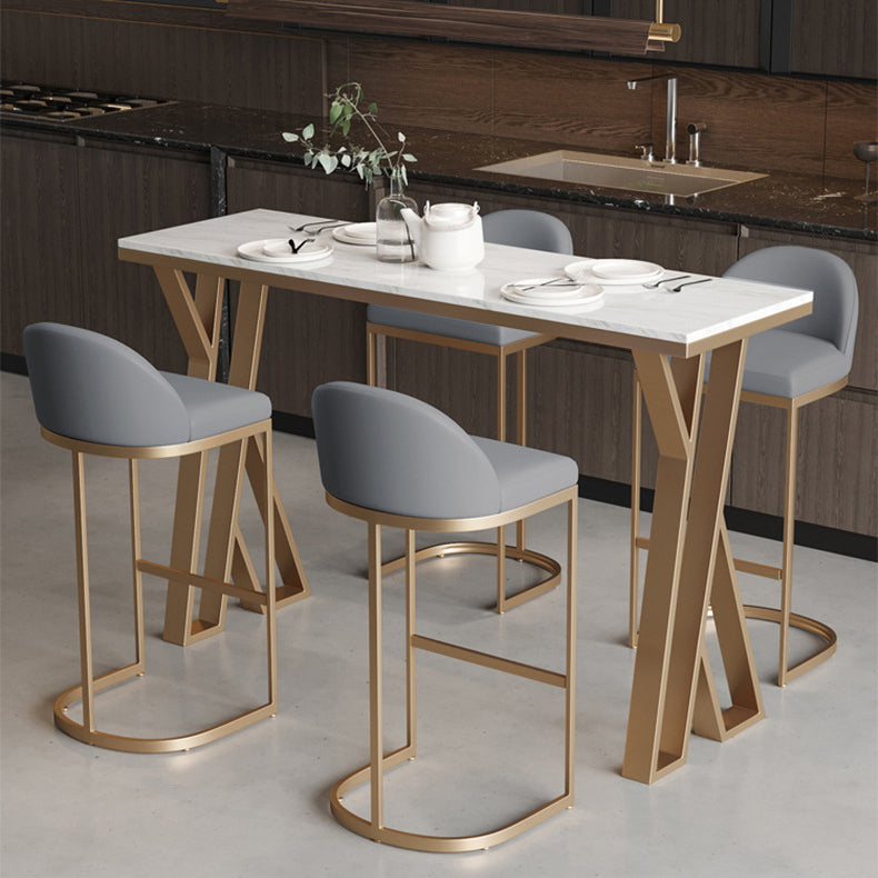 Glam Style Bar Table Set 1/2/5 Pieces Rectangle Bar Table with High Stools for Kitchen Clearhalo 'Bar Furniture' 'furn' 'furn_home_bar_bar_sets' 'Furniture' 'Home Bars & Bar Sets' 'home_bar_bar_sets' 'Kitchen & Dining Furniture' 5958088