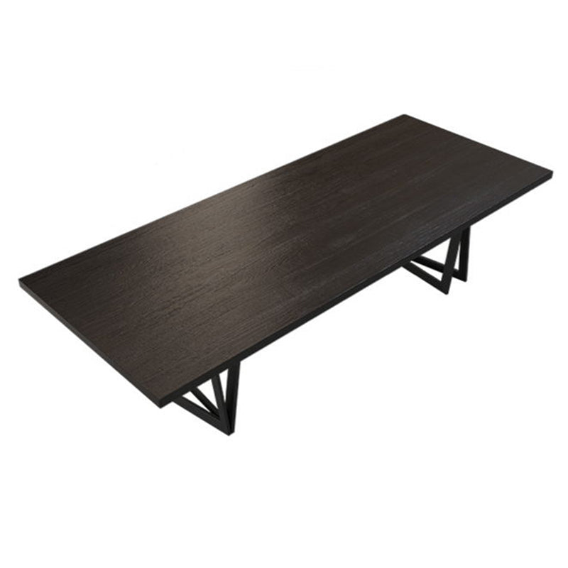 Industrial 1/2/7/9 Pièces Rectangle Ensemble de salle à manger en bois massif Table de table à manger en noir ensemble en noir