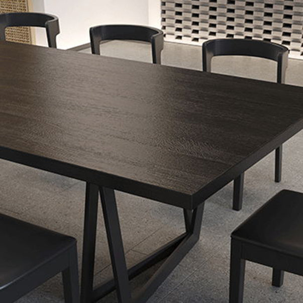 Industrial 1/2/7/9 Pièces Rectangle Ensemble de salle à manger en bois massif Table de table à manger en noir ensemble en noir