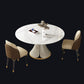 Glam Style Sintered Stone Dining Set Round 1/2/3/5/6/7/9 Pieces Dining Set for Home Use 3 Pieces: Table, 2 Chairs Clearhalo 'Dining Room Sets' 'Dining Tables & Seating' 'dining_room_set' 'furn' 'furn_dining_room_set' 'Furniture' 'Kitchen & Dining Furniture' 5958310