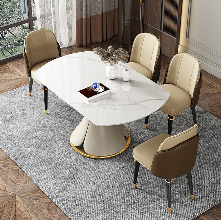 Glam Style Sintered Stone Dining Set Round 1/2/3/5/6/7/9 Pieces Dining Set for Home Use Clearhalo 'Dining Room Sets' 'Dining Tables & Seating' 'dining_room_set' 'furn' 'furn_dining_room_set' 'Furniture' 'Kitchen & Dining Furniture' 5958313