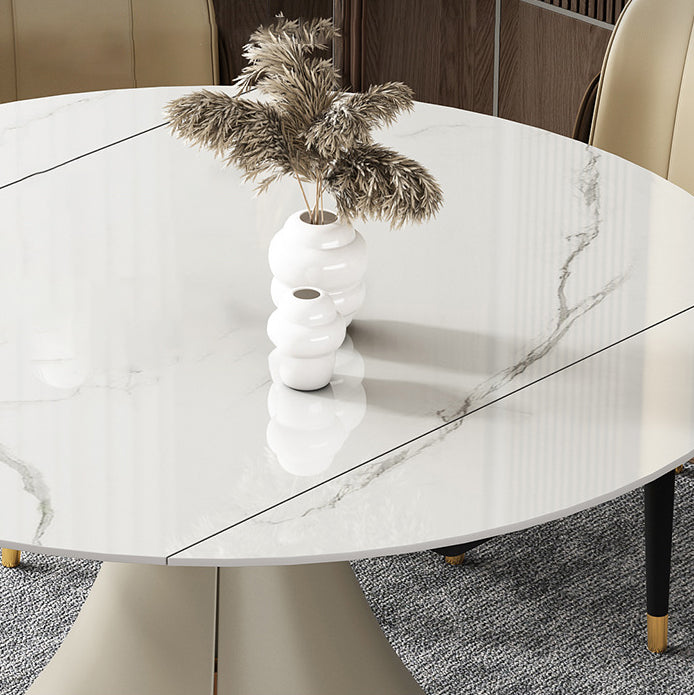 Glam Style Sintered Stone Dining Set Round 1/2/3/5/6/7/9 Pieces Dining Set for Home Use Clearhalo 'Dining Room Sets' 'Dining Tables & Seating' 'dining_room_set' 'furn' 'furn_dining_room_set' 'Furniture' 'Kitchen & Dining Furniture' 5958316