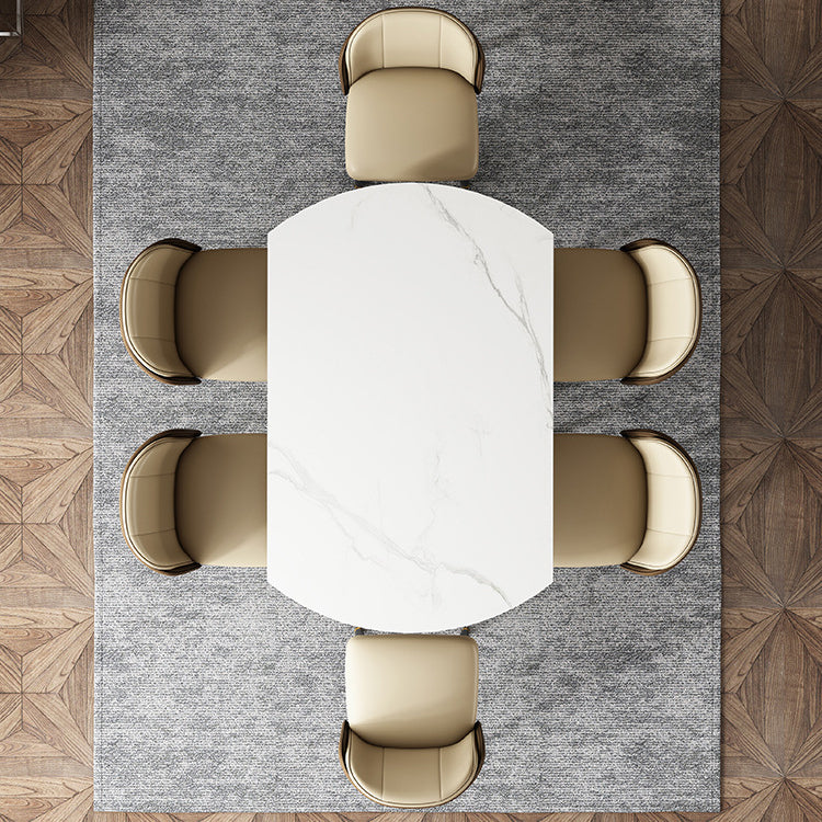 Glam Style Sintered Stone Dining Set Round 1/2/3/5/6/7/9 Pieces Dining Set for Home Use Clearhalo 'Dining Room Sets' 'Dining Tables & Seating' 'dining_room_set' 'furn' 'furn_dining_room_set' 'Furniture' 'Kitchen & Dining Furniture' 5958318