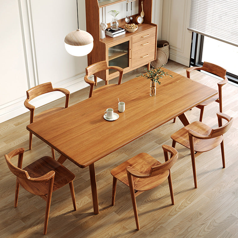 Modern 1/5/7 Pieces Dining Set Rectangle Pine Wood Dining Table for Dining Room 7 Pieces: Table, 6 Wood Chairs Clearhalo 'Dining Room Sets' 'Dining Tables & Seating' 'dining_room_set' 'furn' 'furn_dining_room_set' 'Furniture' 'Kitchen & Dining Furniture' 5958391