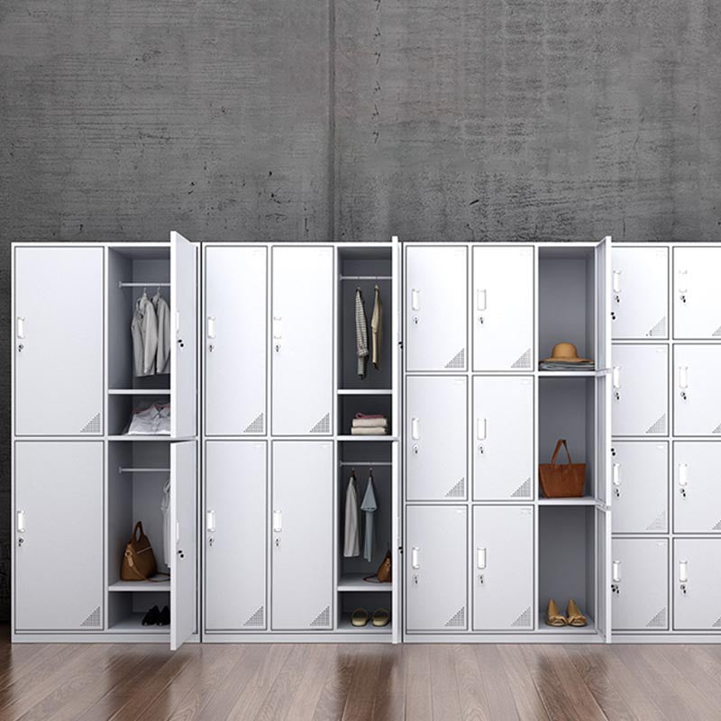 Modern White Storage Cabinet with Hinged Door Metal Cabinet for Bathroom Clearhalo 'Armoires & Wardrobes' 'armoires_wardrobes' 'Bedroom Furniture' 'furn' 'furn_armoires_wardrobes' 'Furniture' 5958416