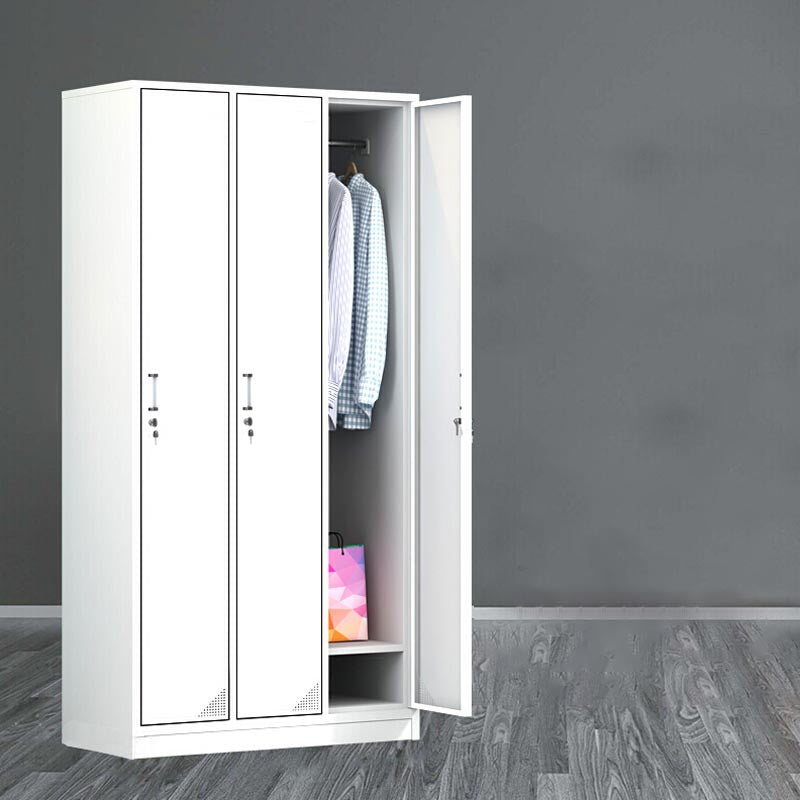 Modern White Storage Cabinet with Hinged Door Metal Cabinet for Bathroom 3 Clearhalo 'Armoires & Wardrobes' 'armoires_wardrobes' 'Bedroom Furniture' 'furn' 'furn_armoires_wardrobes' 'Furniture' 5958417