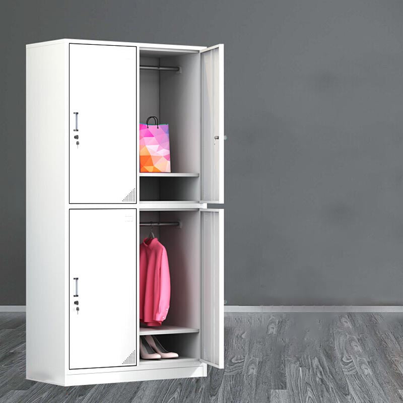 Modern White Storage Cabinet with Hinged Door Metal Cabinet for Bathroom 4 Clearhalo 'Armoires & Wardrobes' 'armoires_wardrobes' 'Bedroom Furniture' 'furn' 'furn_armoires_wardrobes' 'Furniture' 5958418