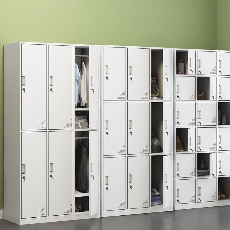 Modern White Storage Cabinet with Hinged Door Metal Cabinet for Bathroom Clearhalo 'Armoires & Wardrobes' 'armoires_wardrobes' 'Bedroom Furniture' 'furn' 'furn_armoires_wardrobes' 'Furniture' 5958419