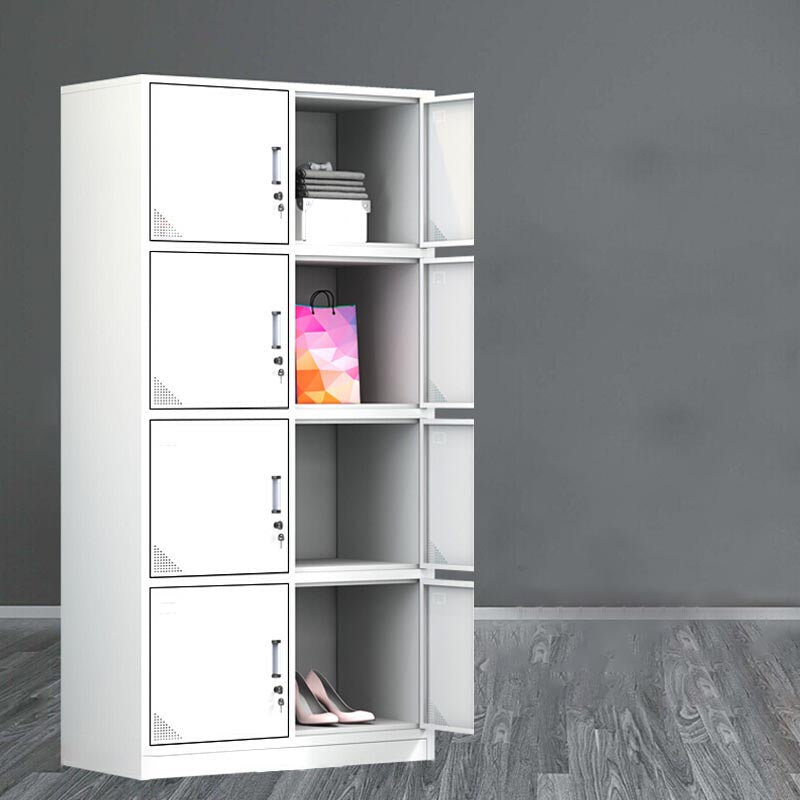 Modern White Storage Cabinet with Hinged Door Metal Cabinet for Bathroom 8 Clearhalo 'Armoires & Wardrobes' 'armoires_wardrobes' 'Bedroom Furniture' 'furn' 'furn_armoires_wardrobes' 'Furniture' 5958422