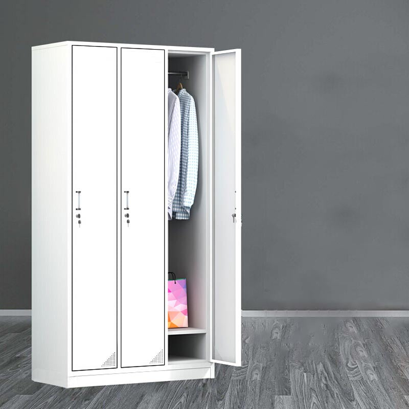Modern White Storage Cabinet with Hinged Door Metal Cabinet for Bathroom Clearhalo 'Armoires & Wardrobes' 'armoires_wardrobes' 'Bedroom Furniture' 'furn' 'furn_armoires_wardrobes' 'Furniture' 5958433