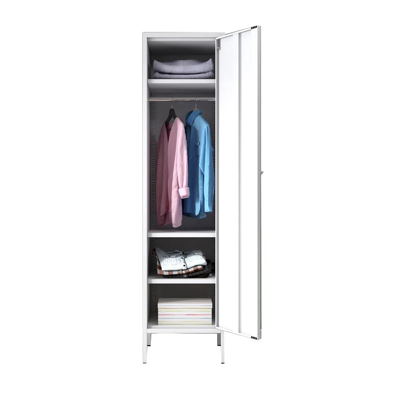 White Steel Wardrobe Cabinet with Adjustable Shelves Modern Wardrobe Closet 16"L x 20"W x 71"H Clearhalo 'Armoires & Wardrobes' 'armoires_wardrobes' 'Bedroom Furniture' 'furn' 'furn_armoires_wardrobes' 'Furniture' 5958445