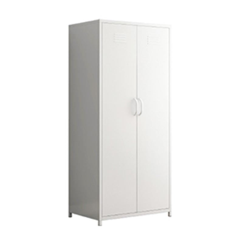 White Steel Wardrobe Cabinet with Adjustable Shelves Modern Wardrobe Closet Clearhalo 'Armoires & Wardrobes' 'armoires_wardrobes' 'Bedroom Furniture' 'furn' 'furn_armoires_wardrobes' 'Furniture' 5958449