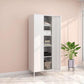 White Steel Wardrobe Cabinet with Adjustable Shelves Modern Wardrobe Closet 27.5"L x 20"W x 79"H Clearhalo 'Armoires & Wardrobes' 'armoires_wardrobes' 'Bedroom Furniture' 'furn' 'furn_armoires_wardrobes' 'Furniture' 5958451