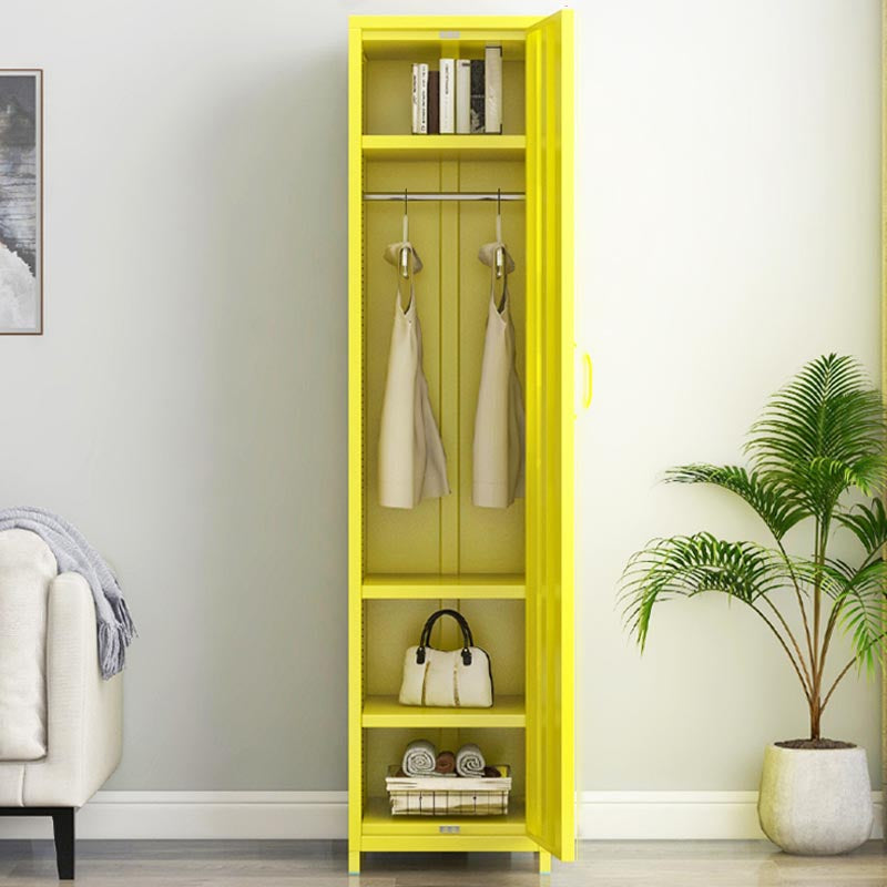 White Steel Wardrobe Cabinet with Adjustable Shelves Modern Wardrobe Closet Clearhalo 'Armoires & Wardrobes' 'armoires_wardrobes' 'Bedroom Furniture' 'furn' 'furn_armoires_wardrobes' 'Furniture' 5958452