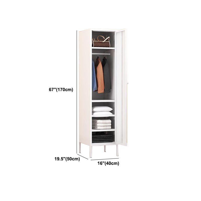 White Steel Wardrobe Cabinet with Adjustable Shelves Modern Wardrobe Closet Clearhalo 'Armoires & Wardrobes' 'armoires_wardrobes' 'Bedroom Furniture' 'furn' 'furn_armoires_wardrobes' 'Furniture' 5958465