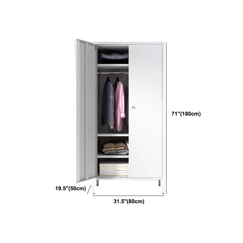 White Steel Wardrobe Cabinet with Adjustable Shelves Modern Wardrobe Closet Clearhalo 'Armoires & Wardrobes' 'armoires_wardrobes' 'Bedroom Furniture' 'furn' 'furn_armoires_wardrobes' 'Furniture' 5958466