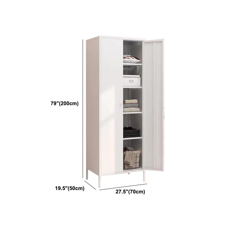 White Steel Wardrobe Cabinet with Adjustable Shelves Modern Wardrobe Closet Clearhalo 'Armoires & Wardrobes' 'armoires_wardrobes' 'Bedroom Furniture' 'furn' 'furn_armoires_wardrobes' 'Furniture' 5958468