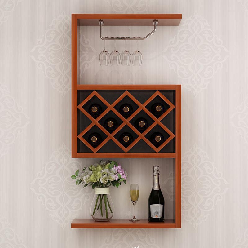 Pastel de vino moderno montado en la pared de madera 9 "WX42" H Vye Wine Rack para cocina