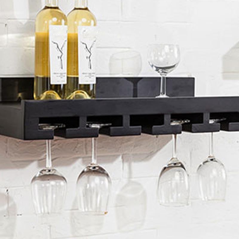 壁に取り付けられた木製ワインのボトル＆ガラスラックミッドセンチュリーモダンワインホルダー