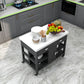 Moderne stijl Rolling Kitchen Cart Marble Kitchen Island Kar met opbergkast