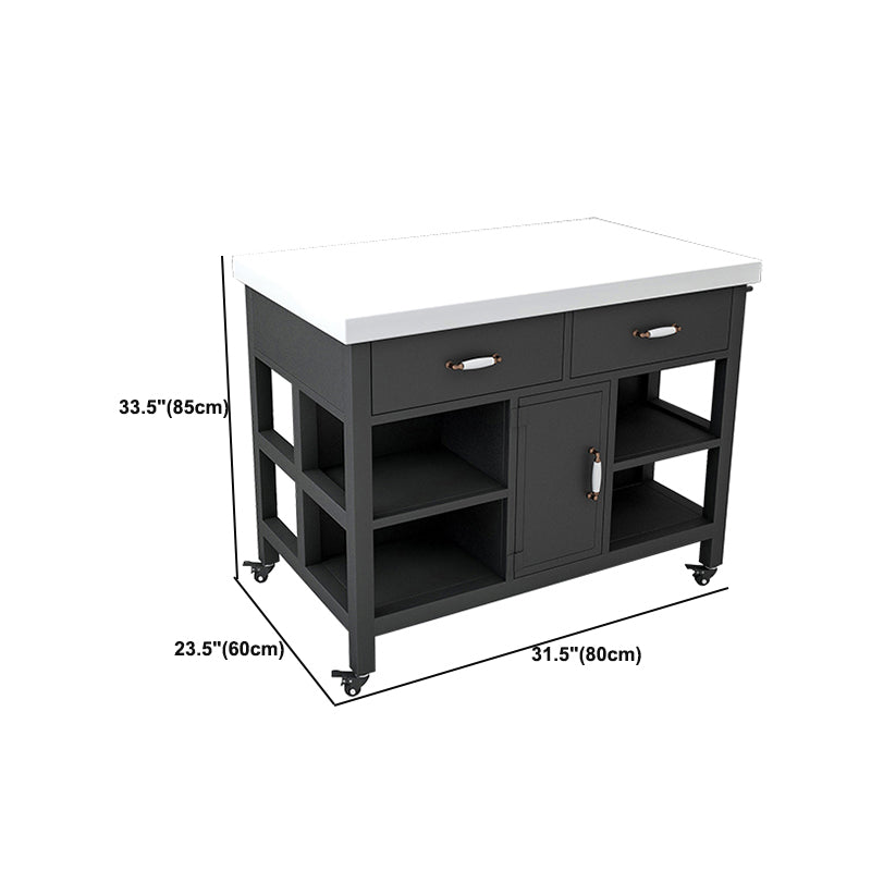 Cart de cocina de estilo moderno de estilo Mármol de la isla de cocina de mármol con gabinete de almacenamiento