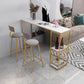 Glam 1/3 Pieces Bar Table Set Rectangle Stone Counter Table with Stools for Balcony