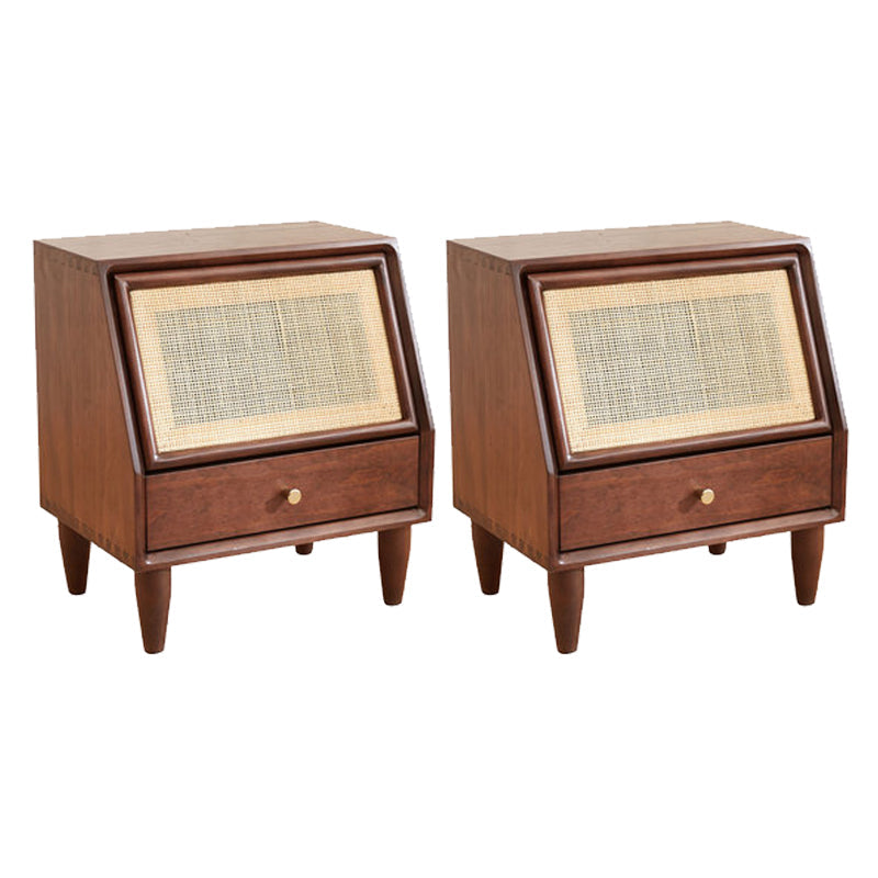 Modern Bed Nightstand Solid Wood Bedside Cabinet for Bedroom Nut-Brown 2 Piece Set Clearhalo 'Bedroom Furniture' 'furn' 'furn_night_stand' 'Furniture' 'night_stand' 'Nightstands' 5958731