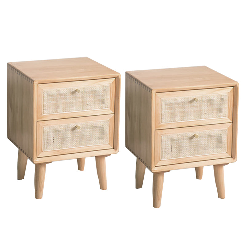 Modern Bed Nightstand Solid Wood Bedside Cabinet with 2 Drawers Wood 2 Piece Set Clearhalo 'Bedroom Furniture' 'furn' 'furn_night_stand' 'Furniture' 'night_stand' 'Nightstands' 5958746