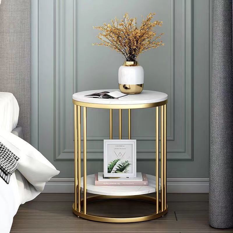 Contemporary Faux Marble Accent Table Nightstand 21.65" Tall Bed Nightstand Clearhalo 'Bedroom Furniture' 'furn' 'furn_night_stand' 'Furniture' 'night_stand' 'Nightstands' 5958849