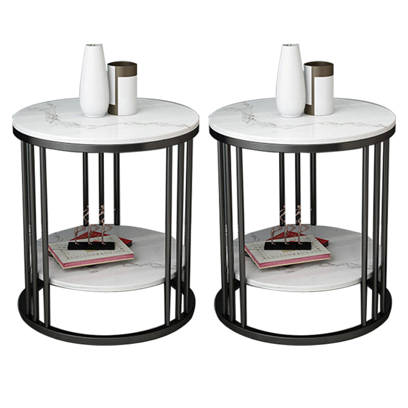 Contemporary Faux Marble Accent Table Nightstand 21.65" Tall Bed Nightstand 16"L x 16"W x 22"H Black 2 Piece Set Clearhalo 'Bedroom Furniture' 'furn' 'furn_night_stand' 'Furniture' 'night_stand' 'Nightstands' 5958850