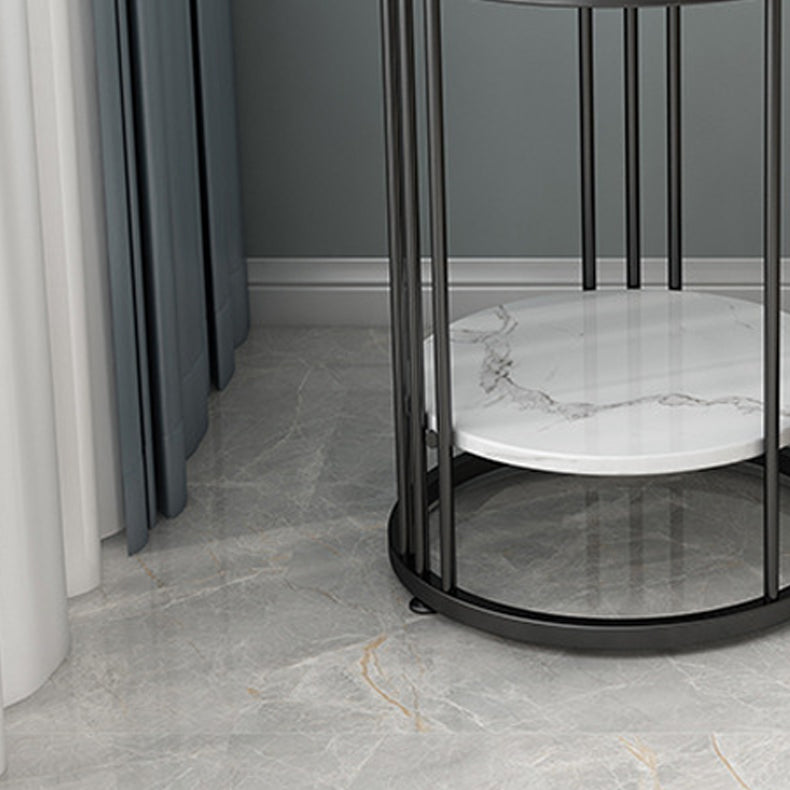 Contemporary Faux Marble Accent Table Nightstand 21.65" Tall Bed Nightstand Clearhalo 'Bedroom Furniture' 'furn' 'furn_night_stand' 'Furniture' 'night_stand' 'Nightstands' 5958858