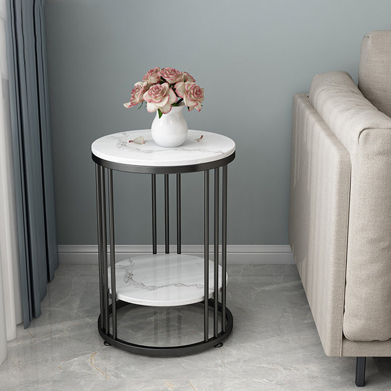 Contemporary Faux Marble Accent Table Nightstand 21.65" Tall Bed Nightstand Clearhalo 'Bedroom Furniture' 'furn' 'furn_night_stand' 'Furniture' 'night_stand' 'Nightstands' 5958866