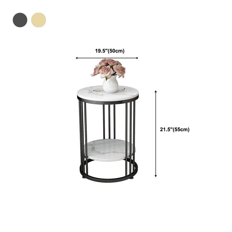 Contemporary Faux Marble Accent Table Nightstand 21.65" Tall Bed Nightstand Clearhalo 'Bedroom Furniture' 'furn' 'furn_night_stand' 'Furniture' 'night_stand' 'Nightstands' 5958869
