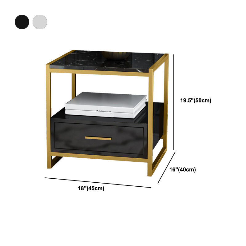 19,69 "Tableau de nuit en pierre 1 armoire de chevet de tiroir avec 1 étagère