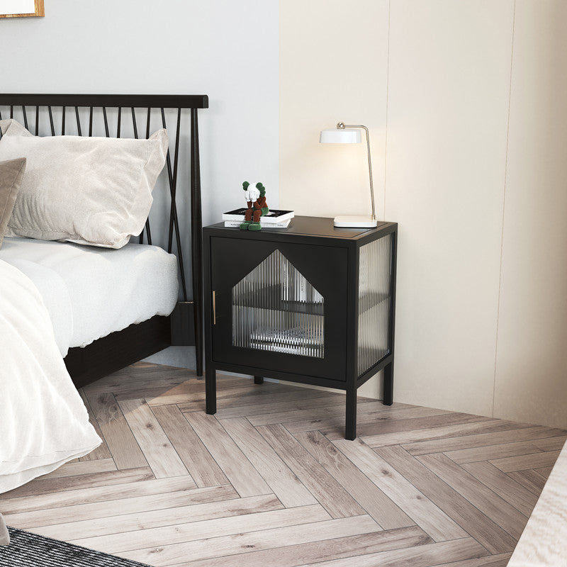 Gabinete contemporáneo de la mesita de noche del estante inferior de la cama con puerta de vidrio para el dormitorio