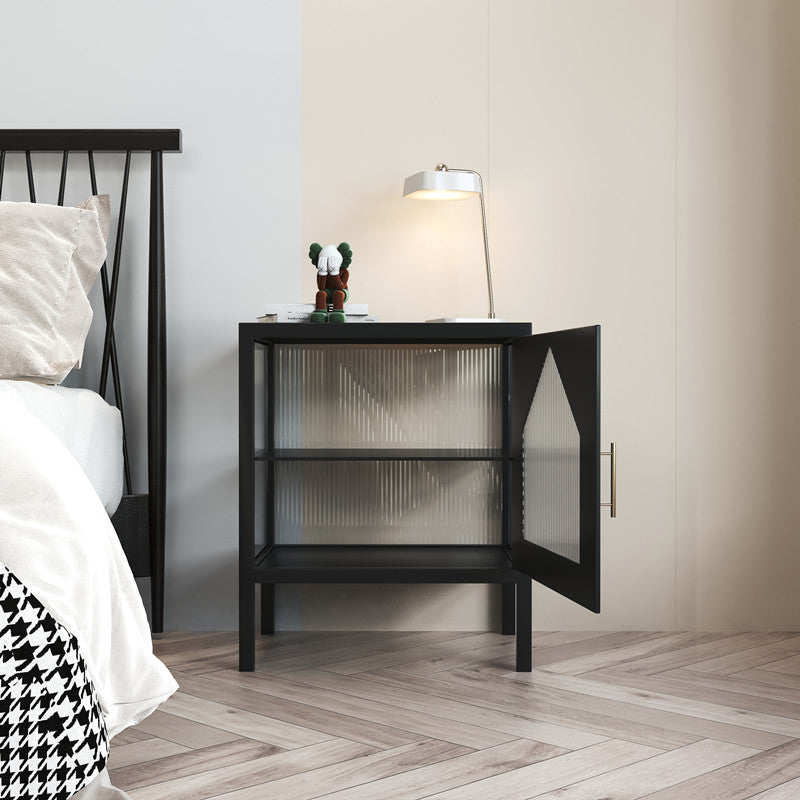 Gabinete contemporáneo de la mesita de noche del estante inferior de la cama con puerta de vidrio para el dormitorio