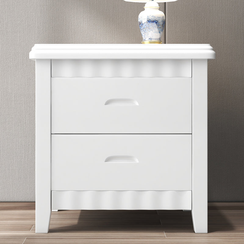 Traditional Lower Shelf Nightstand Rubber Wood Bedside Cabinet with Drawers for Bedroom White 1 Piece Clearhalo 'Bedroom Furniture' 'furn' 'furn_night_stand' 'Furniture' 'night_stand' 'Nightstands' 5958955