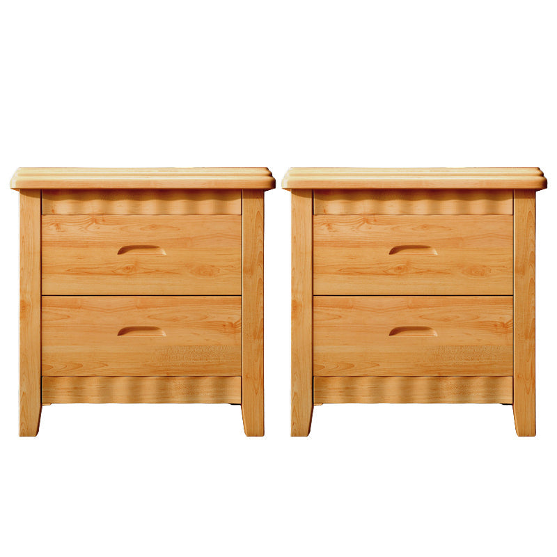 Traditional Lower Shelf Nightstand Rubber Wood Bedside Cabinet with Drawers for Bedroom Natural 2 Piece Set Clearhalo 'Bedroom Furniture' 'furn' 'furn_night_stand' 'Furniture' 'night_stand' 'Nightstands' 5958960