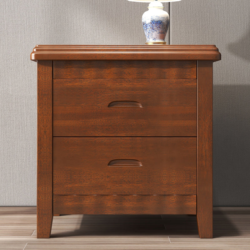 Traditional Lower Shelf Nightstand Rubber Wood Bedside Cabinet with Drawers for Bedroom Walnut 1 Piece Clearhalo 'Bedroom Furniture' 'furn' 'furn_night_stand' 'Furniture' 'night_stand' 'Nightstands' 5958961