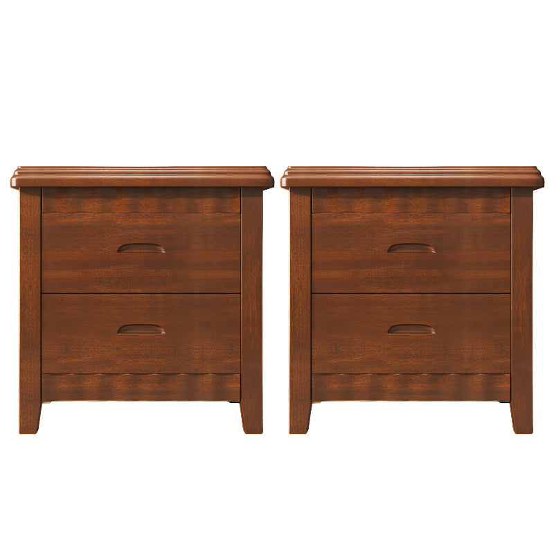 Traditional Lower Shelf Nightstand Rubber Wood Bedside Cabinet with Drawers for Bedroom Walnut 2 Piece Set Clearhalo 'Bedroom Furniture' 'furn' 'furn_night_stand' 'Furniture' 'night_stand' 'Nightstands' 5958962